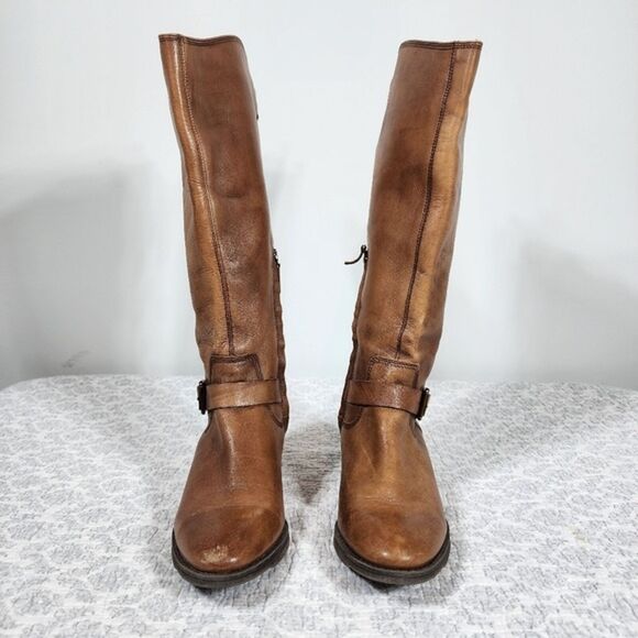 Arturo Chiang Tan Camel Colored Knee High Leather Riding Boots Size 6 - Picture 3 of 8